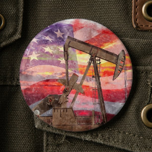 Macaron Rond 15,2 Cm Pumpjack silhouette pastille Drapeau américain