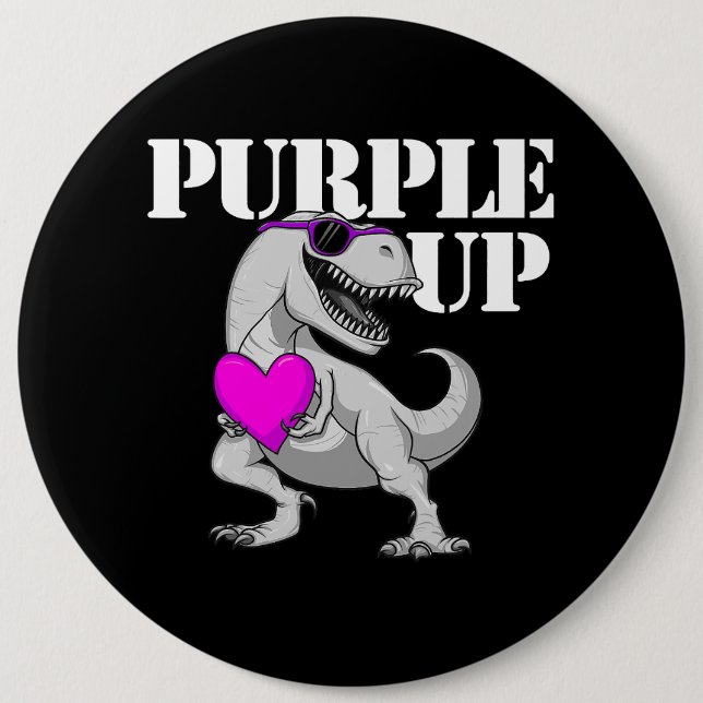 Macaron Rond 15,2 Cm Purple Up TRex Dinosaur Enfants Militaires Garçons (Devant)