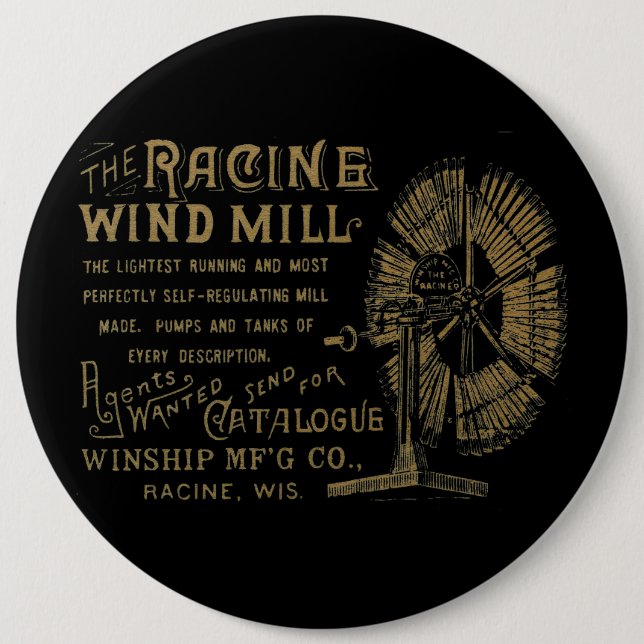 Macaron Rond 15,2 Cm Racine Wind Mill Racine Wisconsin 1889 (Devant)