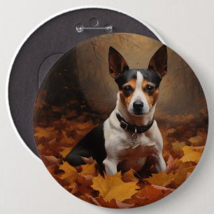 Macaron Rond 15,2 Cm Rat Terrier à l'automne Feuilles automne Inspire