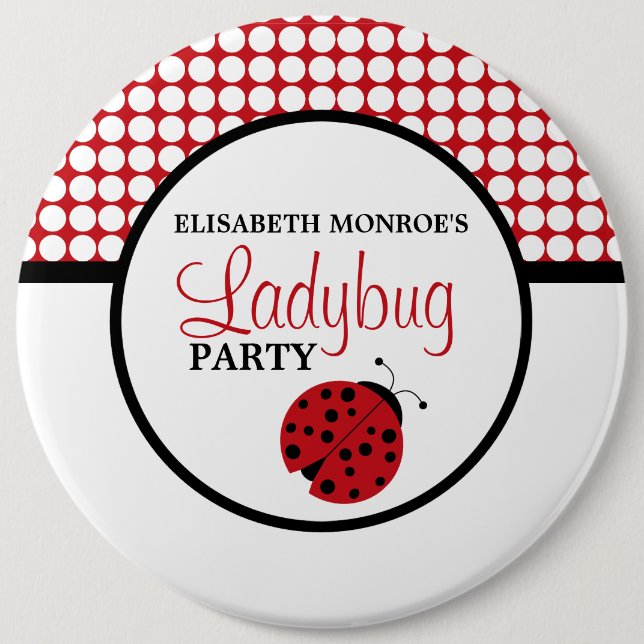 Macaron Rond 15,2 Cm Red Ladybug, fête d'anniversaire des enfants (Devant)