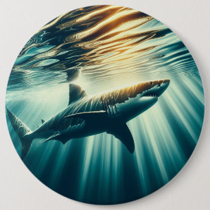 Macaron Rond 15,2 Cm Requin dans la mer bleue profonde & soleil