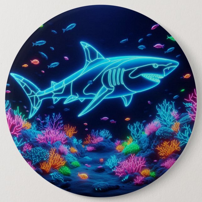 Macaron Rond 15,2 Cm Requin néon coloré (Devant)