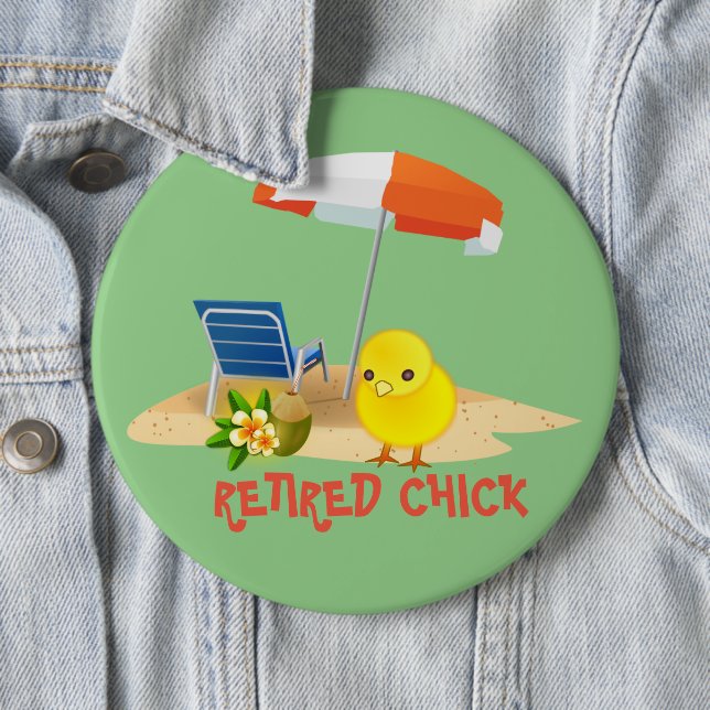 Macaron Rond 15,2 Cm Rétired Chick-Beach Scene (En situation)