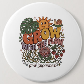Macaron Rond 15,2 Cm Retro Grow With The Flow | Bouton Vintage 90s