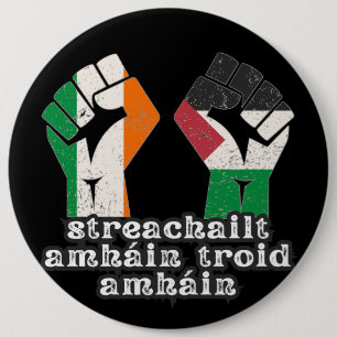 Macaron Rond 15,2 Cm Rétro Irlande Palestine Solidarité Première révolu