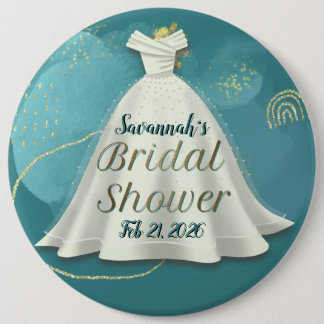 Macaron Rond 15,2 Cm Robe de mariée pailletée or sarcelle profonde Cade