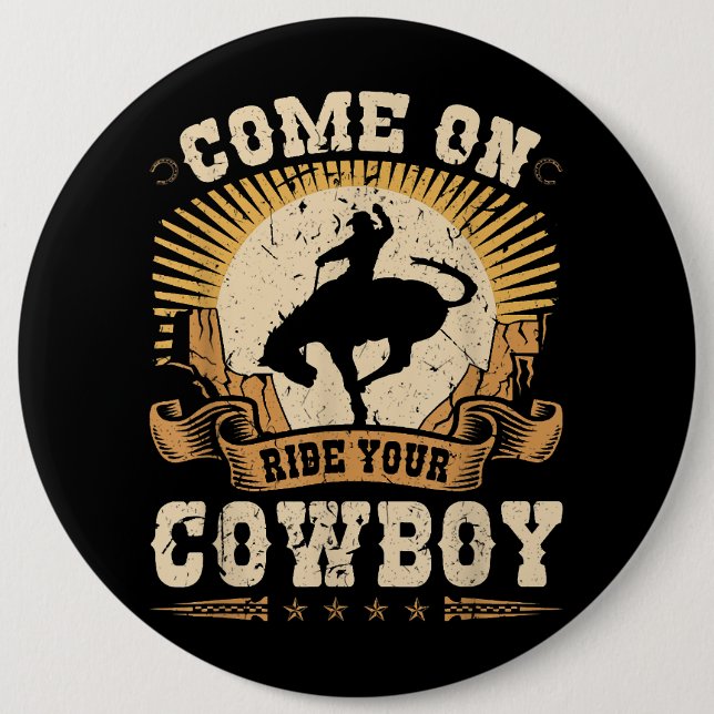 Macaron Rond 15,2 Cm Rodeo Bronc équitation Circulez votre Cowboy Bucki (Devant)