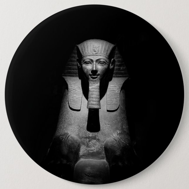 Macaron Rond 15,2 Cm Roi pharaon noir et blanc (Devant)