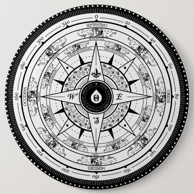 Macaron Rond 15,2 Cm Rose de boussole - bouton (blanc) (Devant)