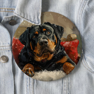 Macaron Rond 15,2 Cm Rottweiler chien festif de Noël