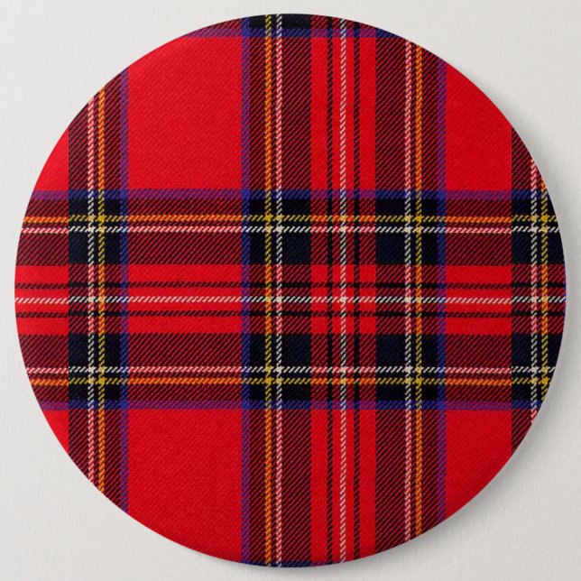 Macaron Rond 15,2 Cm Royal Stewart tartan rouge noir plaid (Devant)