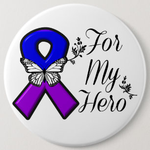 Macaron Rond 15,2 Cm Ruban de sensibilisation bleu et violet pour mon h
