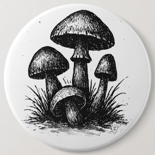 Macaron Rond 15,2 Cm Sac à Tote de Grappes de Champignons Dessinés à l'