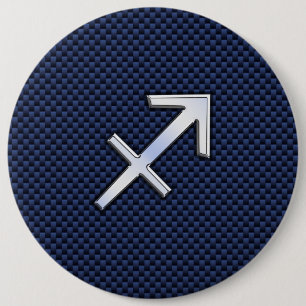 Macaron Rond 15,2 Cm Sagittarius Zodiac Sign on Blue Carbon Fiber Decor
