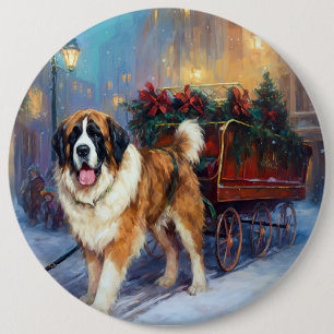 Macaron Rond 15,2 Cm Saint Bernard Christmas Festive