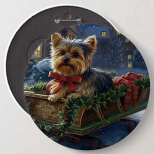 Macaron Rond 15,2 Cm Saison de Noël du Yorkshire Terrier