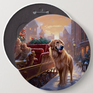 Macaron Rond 15,2 Cm Saison de Noël Golden Retriever
