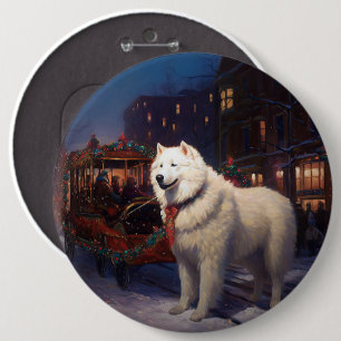 Macaron Rond 15,2 Cm Samoyed Christmas Festive Saison