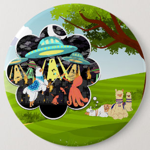 Macaron Rond 15,2 Cm Scène de combat épique de lama fantastique et de c