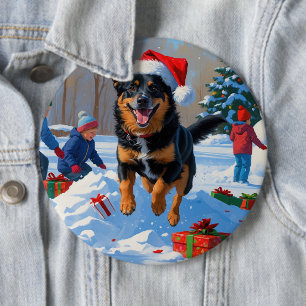 Macaron Rond 15,2 Cm Scène de neige festive de Noël Malinois belge