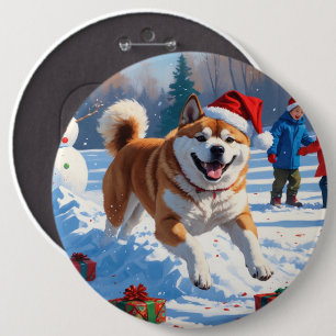Macaron Rond 15,2 Cm Scène enneigée festive d'Akita Noël 