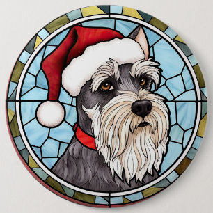 Macaron Rond 15,2 Cm Schnauzer miniature en verre tendu Noël