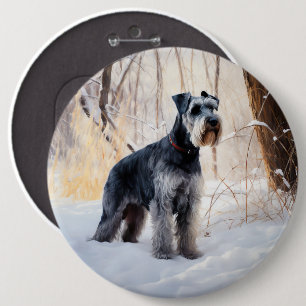 Macaron Rond 15,2 Cm Schnauzer Qu'il neige Noël