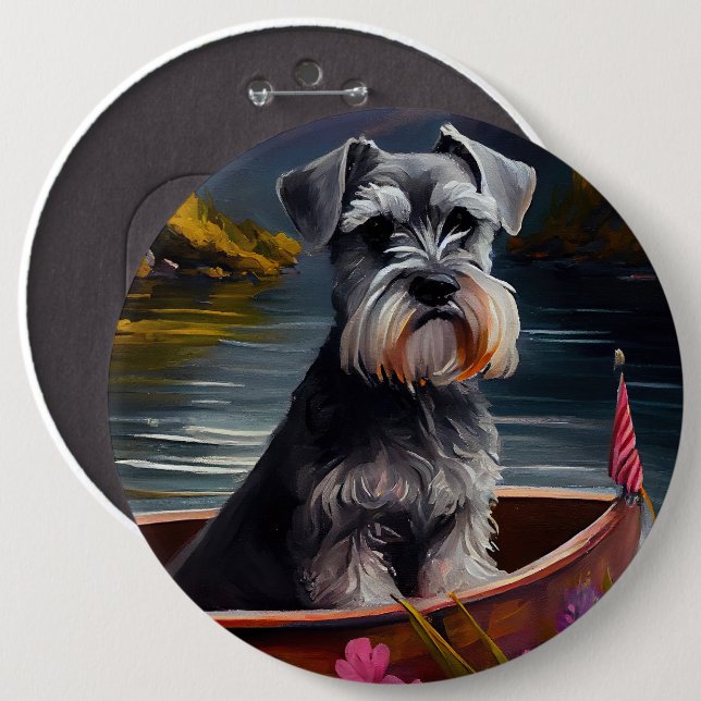 Macaron Rond 15,2 Cm Schnauzer sur une pédale : une aventure Pittoresqu (Devant & derrière)