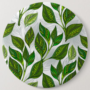 Macaron Rond 15,2 Cm Seamless Pattern with Green Tea Leaves