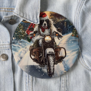 Macaron Rond 15,2 Cm Setter Anglais Chien à Moto Noël