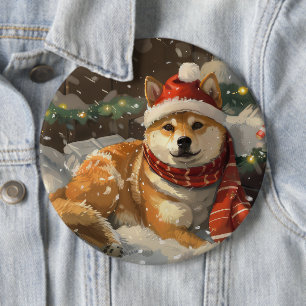 Macaron Rond 15,2 Cm Shiba Inu Chien Festive de Noël