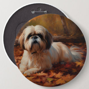 Macaron Rond 15,2 Cm Shih Tzu à l'automne Feuilles automne Inspire