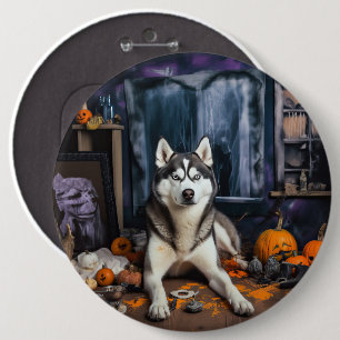 Macaron Rond 15,2 Cm Sibérie Husky Citrouille Halloween effrayant