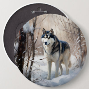 Macaron Rond 15,2 Cm Sibérien Husky Laisser Neige Noël