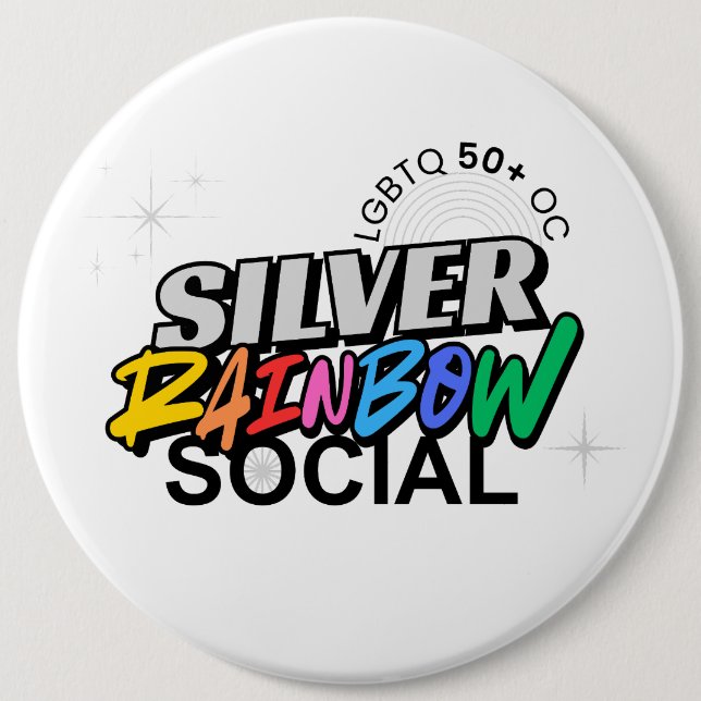 Macaron Rond 15,2 Cm Silver Rainbow Social Button (Devant)