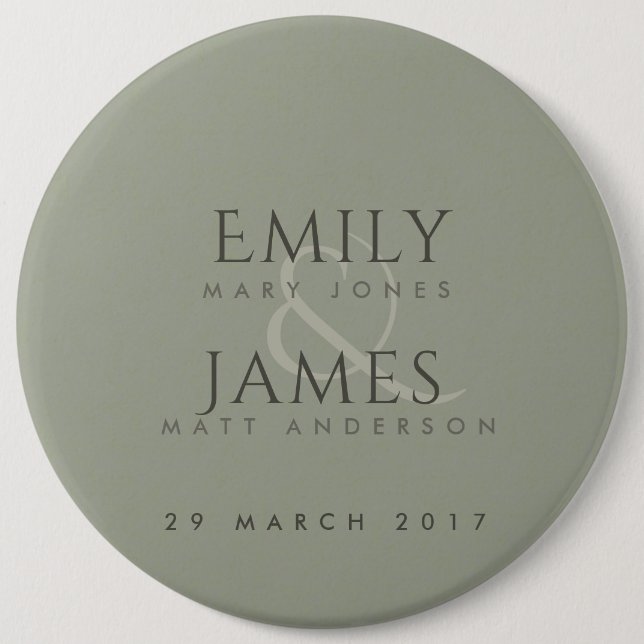 MACARON ROND 15,2 CM SIMPLE ÉLÉGANT GRAY TYPOGRAPHIE TEXTE MARIAGE SEUL (Devant)