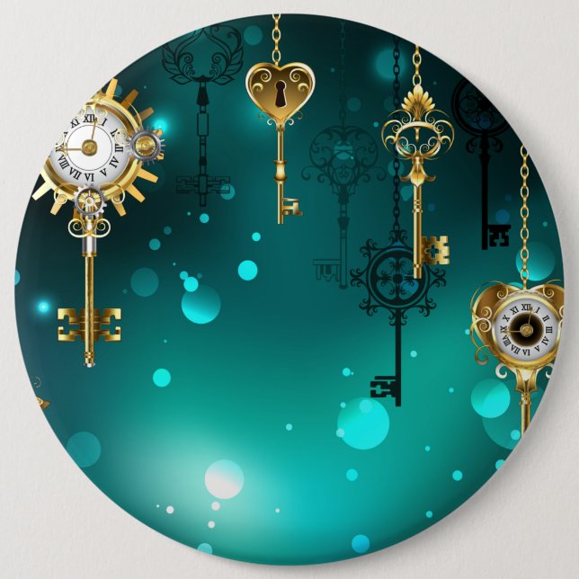 Macaron Rond 15,2 Cm Skeleton Keys on Green Background (Devant)