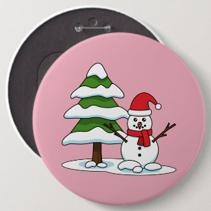 Macaron Rond 15,2 Cm Snowman avec Snowman Pine Tree
