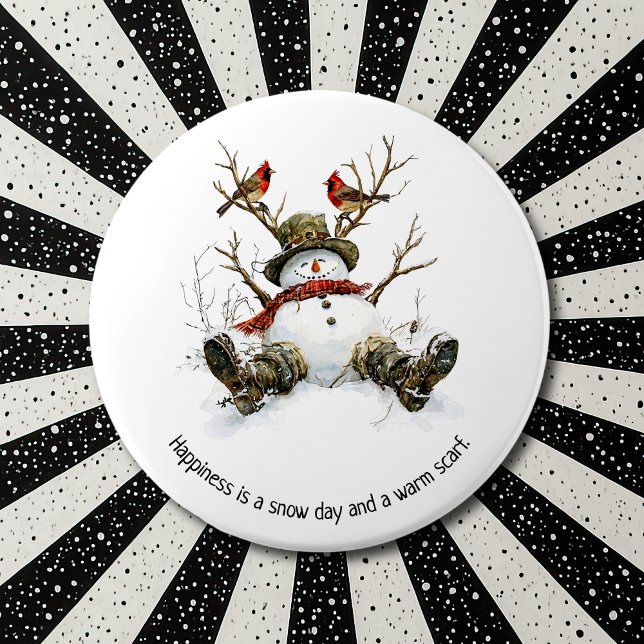 Macaron Rond 15,2 Cm Snowman with Cardinals (Créateur téléchargé)