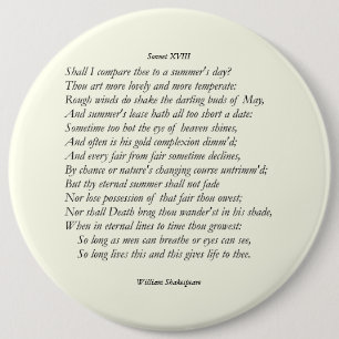 Macaron Rond 15,2 Cm Sonnet # 18 par William Shakespeare