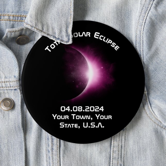 Macaron Rond 15,2 Cm Souvenir personnalisé 2024 Éclipse solaire (En situation)
