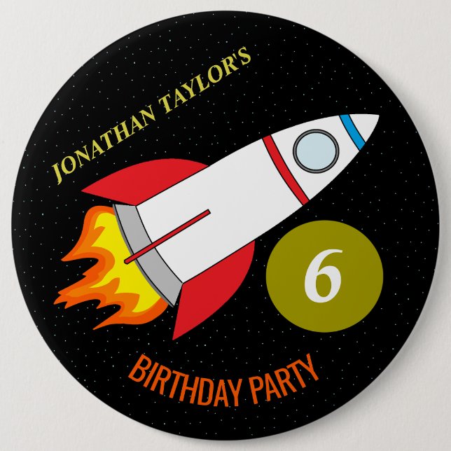 Macaron Rond 15,2 Cm Space Rocket to the Moon Children's Birthday (Devant)