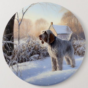 Macaron Rond 15,2 Cm Spinone Italiano Qu'il neige Noël
