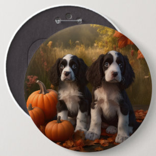 Macaron Rond 15,2 Cm Springer Spaniel Chiot Automne Citrouille de plais