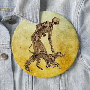 Macaron Rond 15,2 Cm squelette homme et chien animal humain anatomie ar