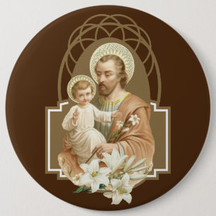 Macaron Rond 15,2 Cm St Joseph et enfant Jésus