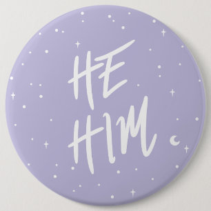 Macaron Rond 15,2 Cm Stars He Him Pronounouns à Lilac