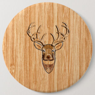 Macaron Rond 15,2 Cm Stylish White Tail Buck Antlers Light Wood Grain