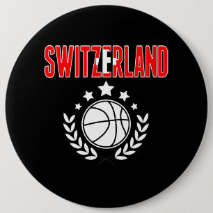 Macaron Rond 15,2 Cm Suisse Fans de basket Jersey Swiss Flag Sport